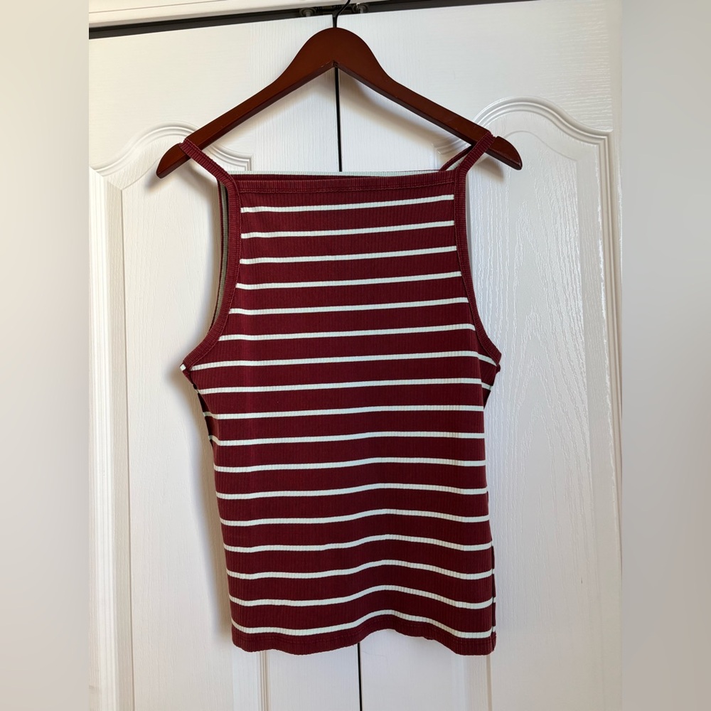 NWT We The Free Burgundy and White Striped Tank Top